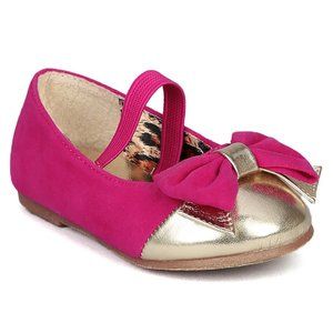 Girls Bow Adorned Metallic Toe Slip On Mary Jane Round Toe Dress Flats